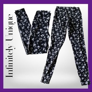 PINK VS ULTIMATE black floral print leggings-S